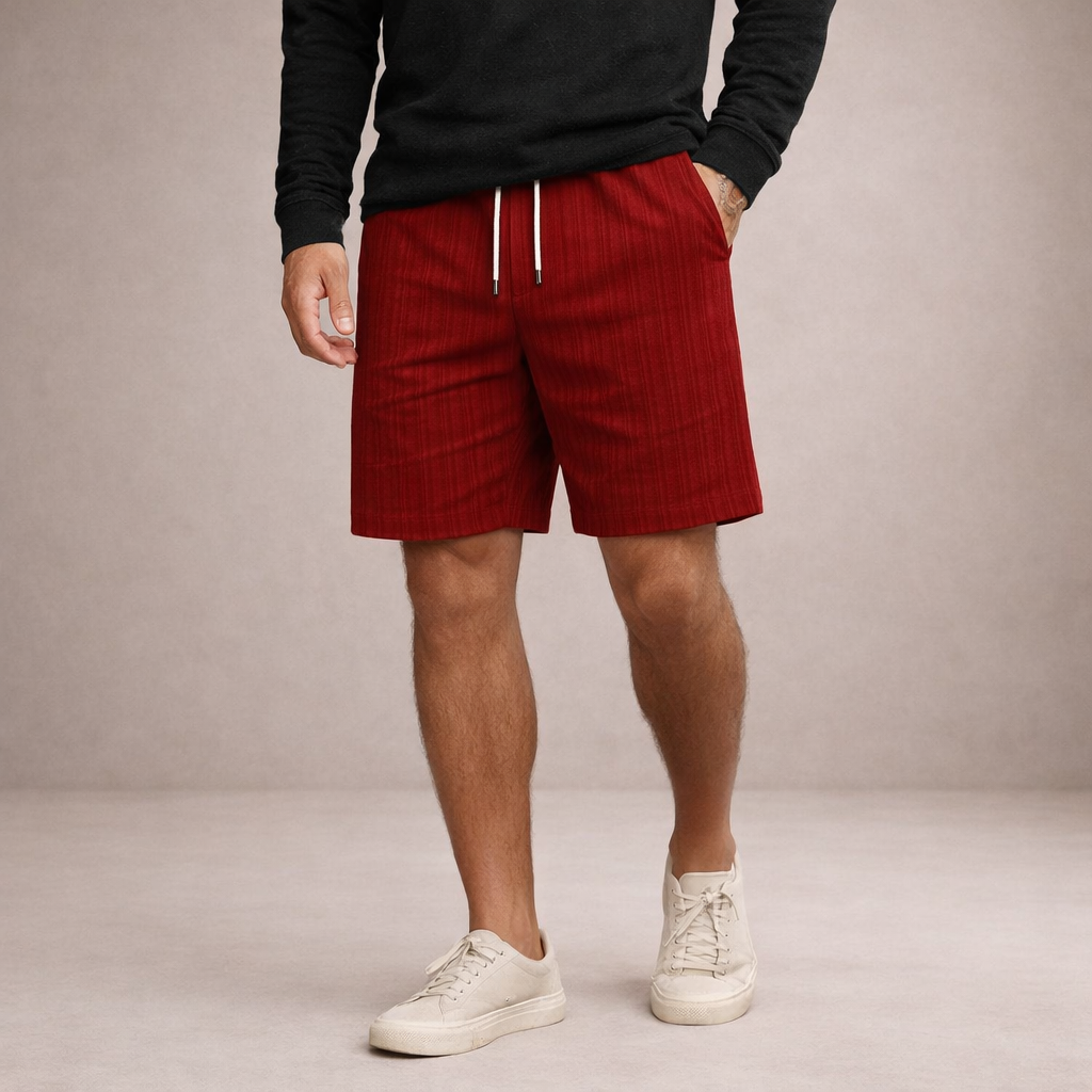 Shorts uomo estivi in lino con vita regolabile