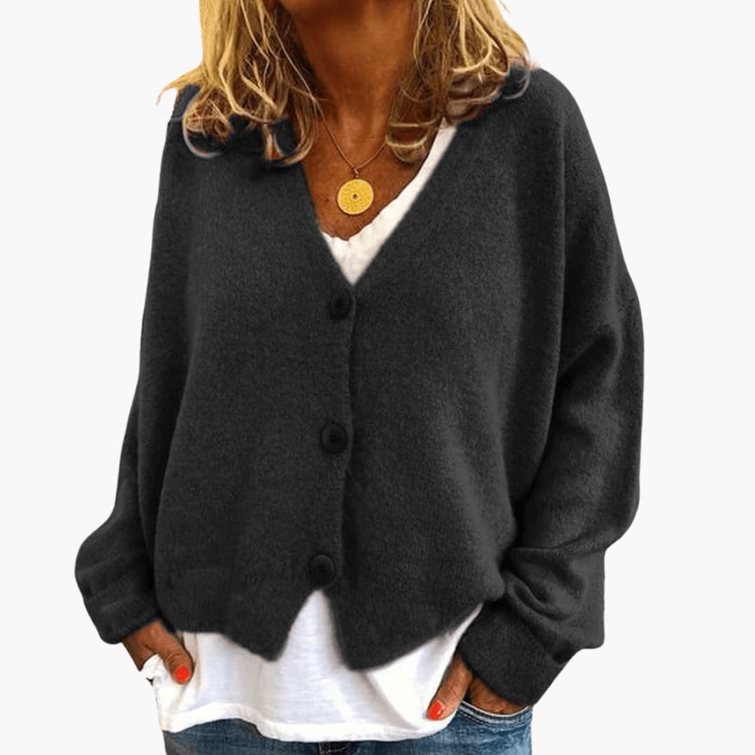 Cardigan donna in maglia con bottoni e vestibilità casual