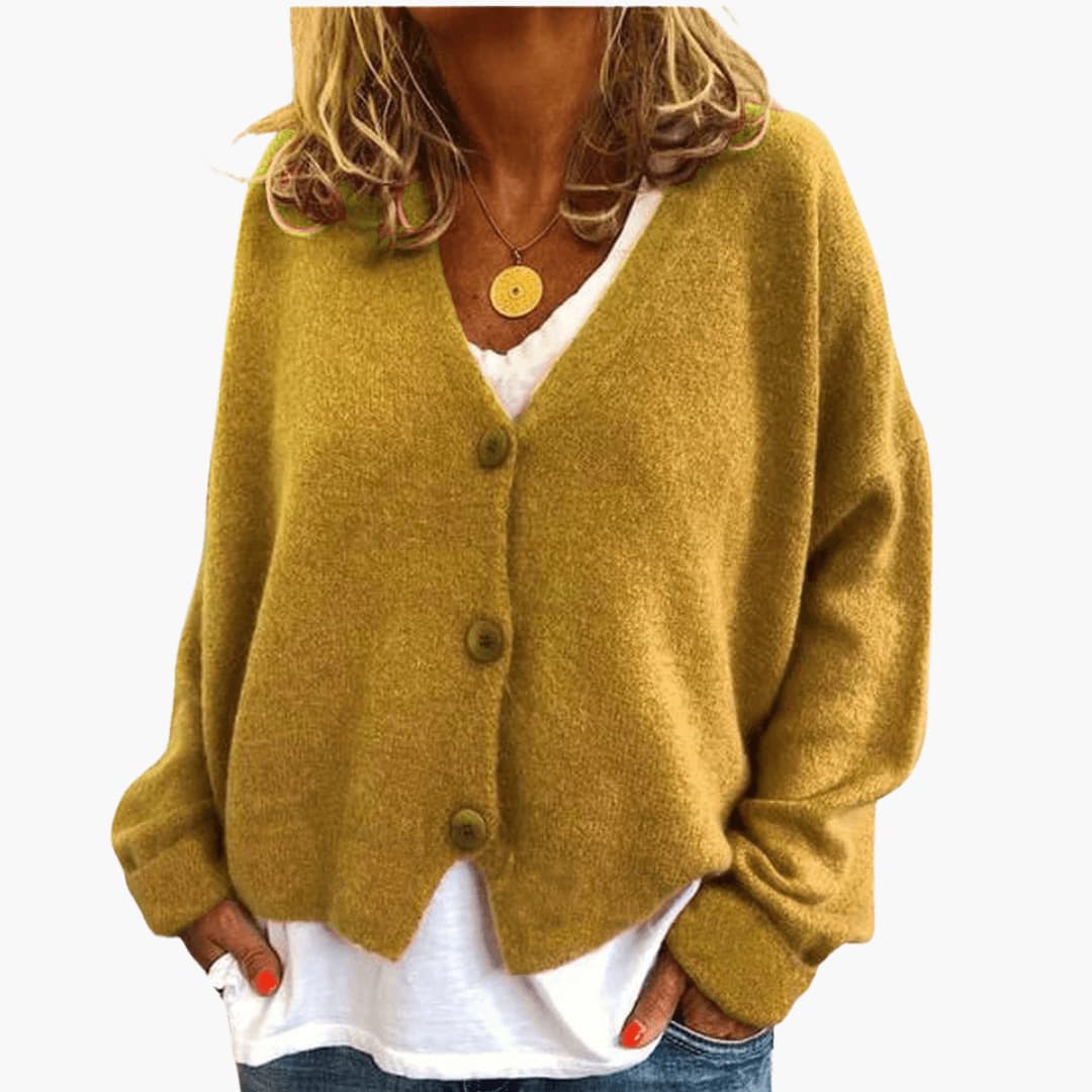 Cardigan donna in maglia con bottoni e vestibilità casual