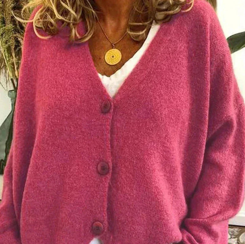 Cardigan donna in maglia con bottoni e vestibilità casual