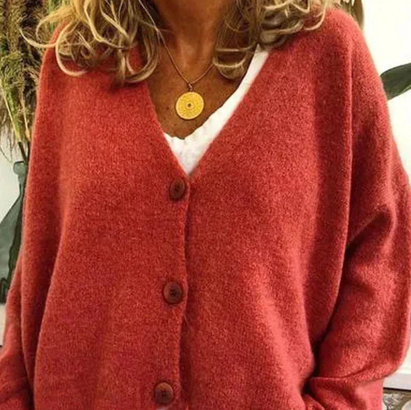 Cardigan donna in maglia con bottoni e vestibilità casual
