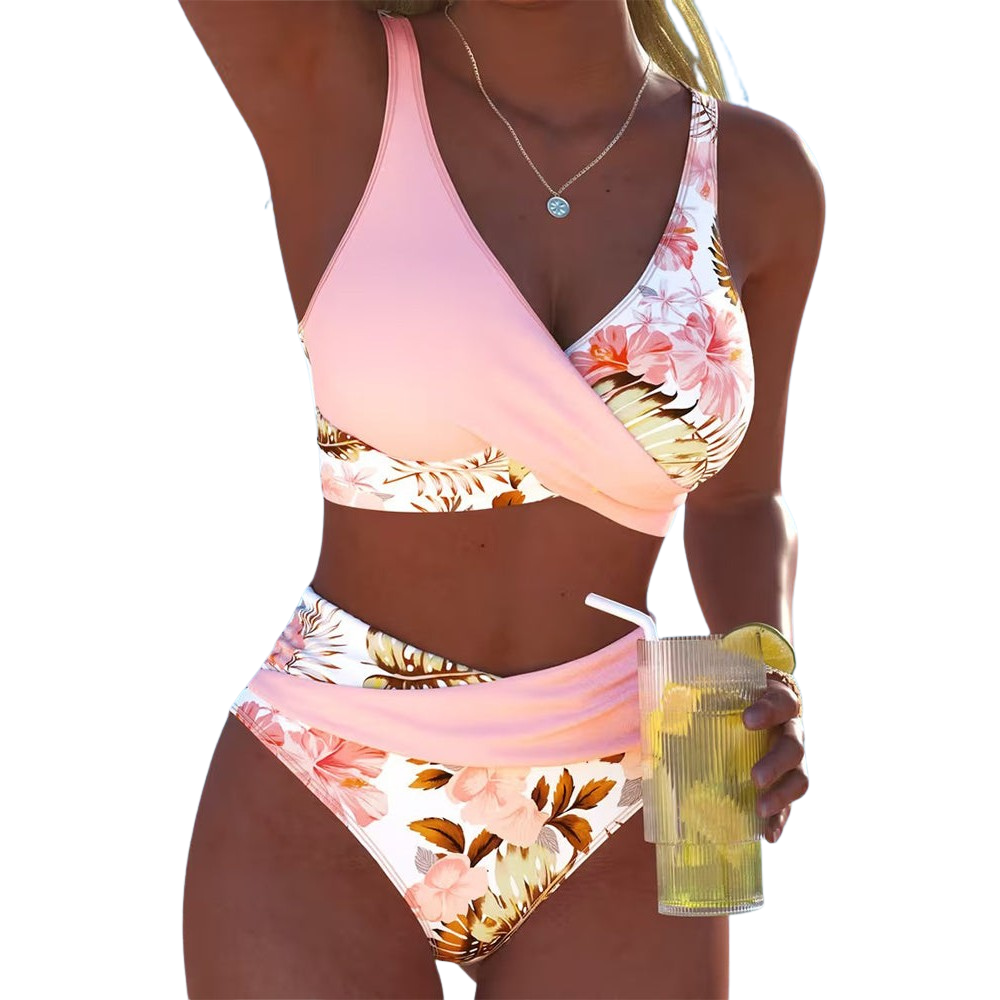 Bikini donna floreale a contrasto con fit regolabile