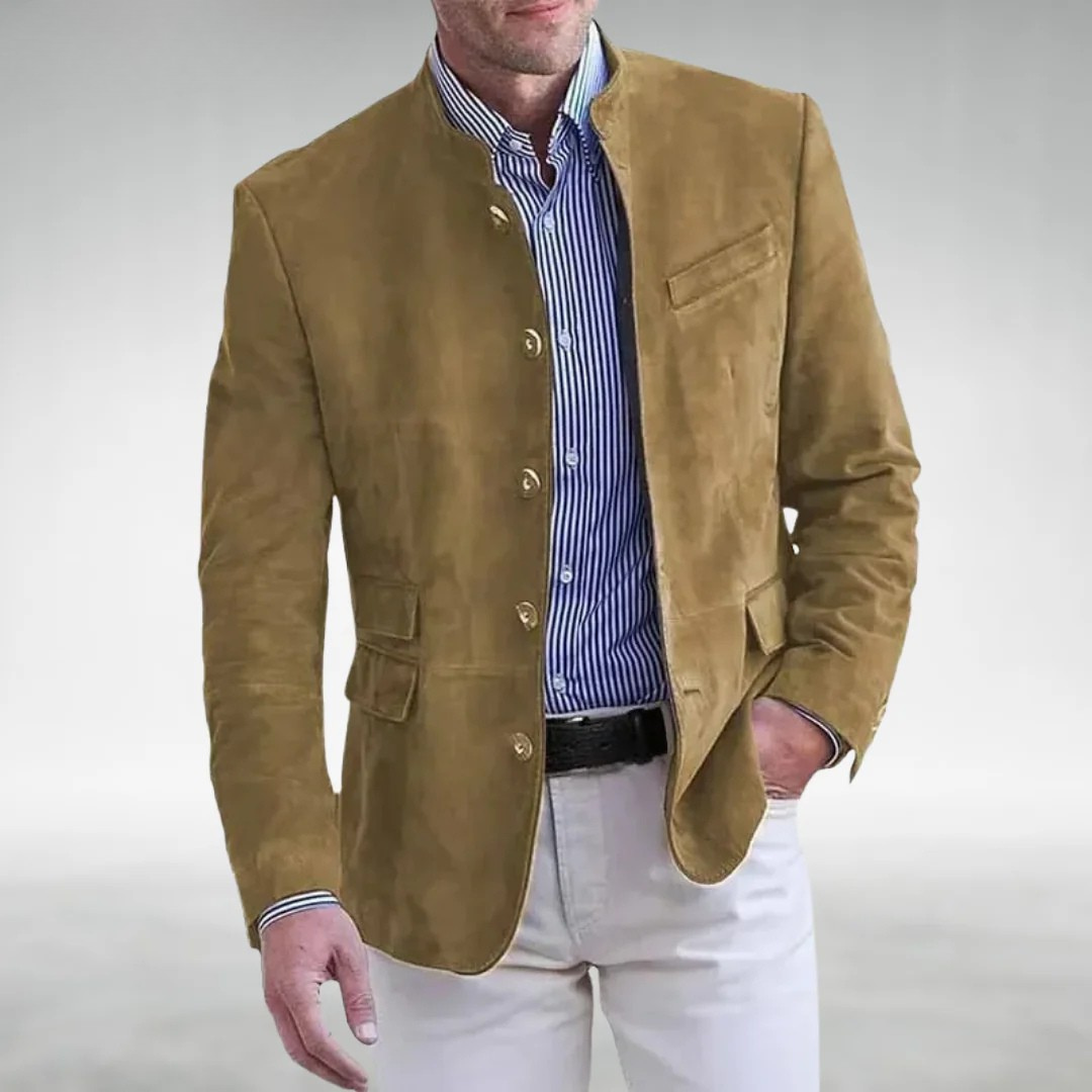 Giacca uomo effetto scamosciato con colletto alto elegante