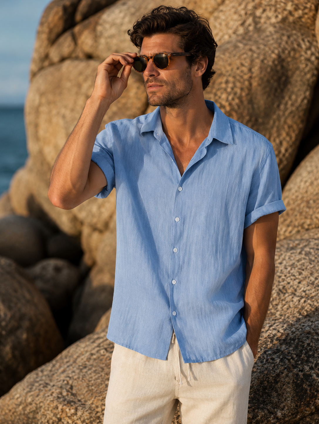 Camicia Estiva Adriano — Azzurro Cielo