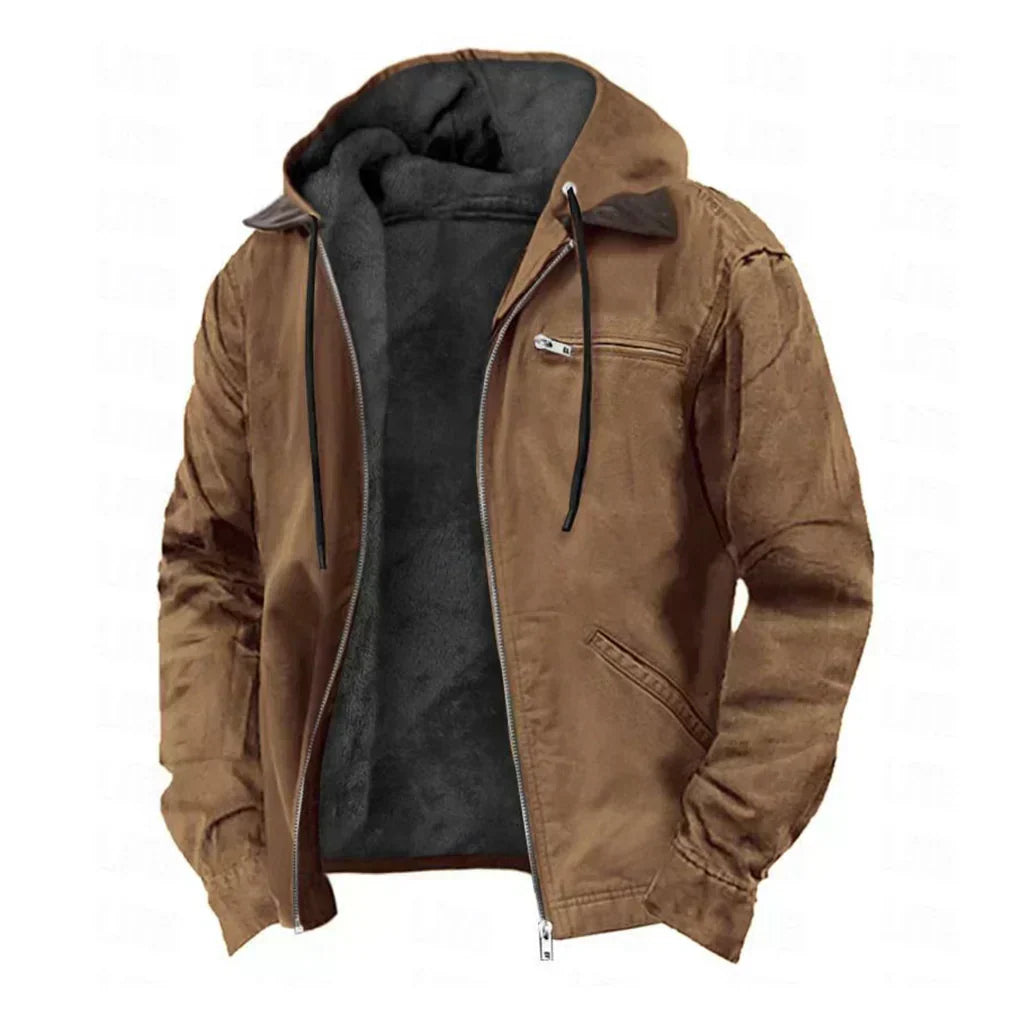 Giacca uomo con cappuccio e zip foderata in pile