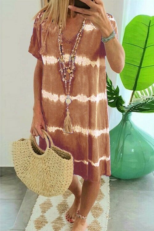 Abito estivo da donna tie-dye con scollo a V