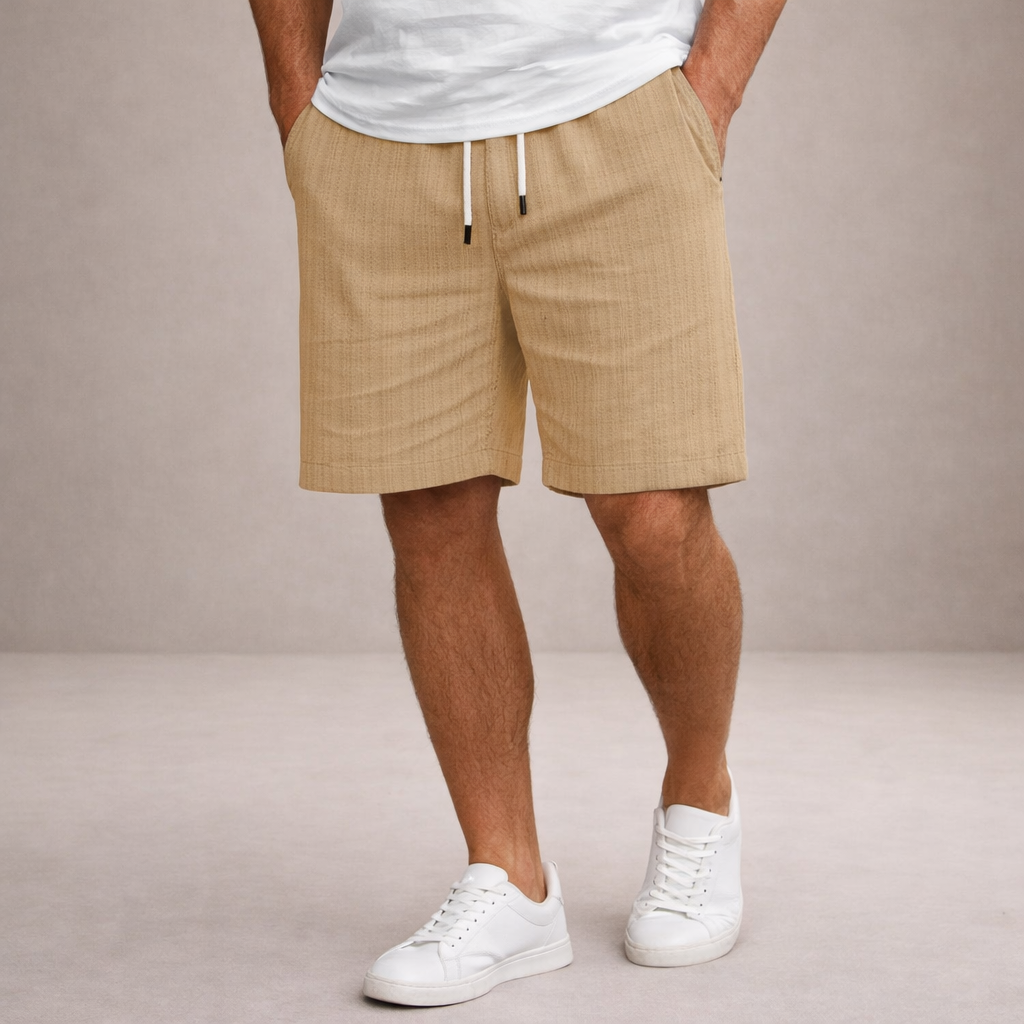 Shorts uomo estivi in lino con vita regolabile