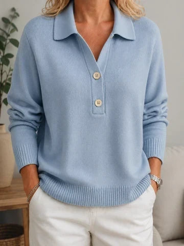 Maglione donna morbido con colletto e bottoni