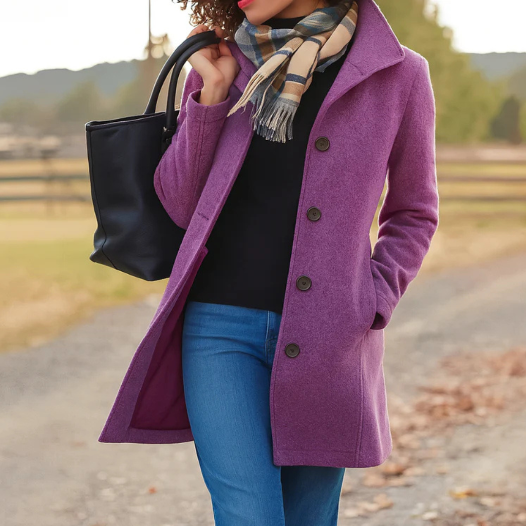 Cappotto lungo donna con bottoni e colletto classico