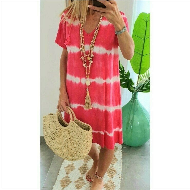 Abito estivo da donna tie-dye con scollo a V
