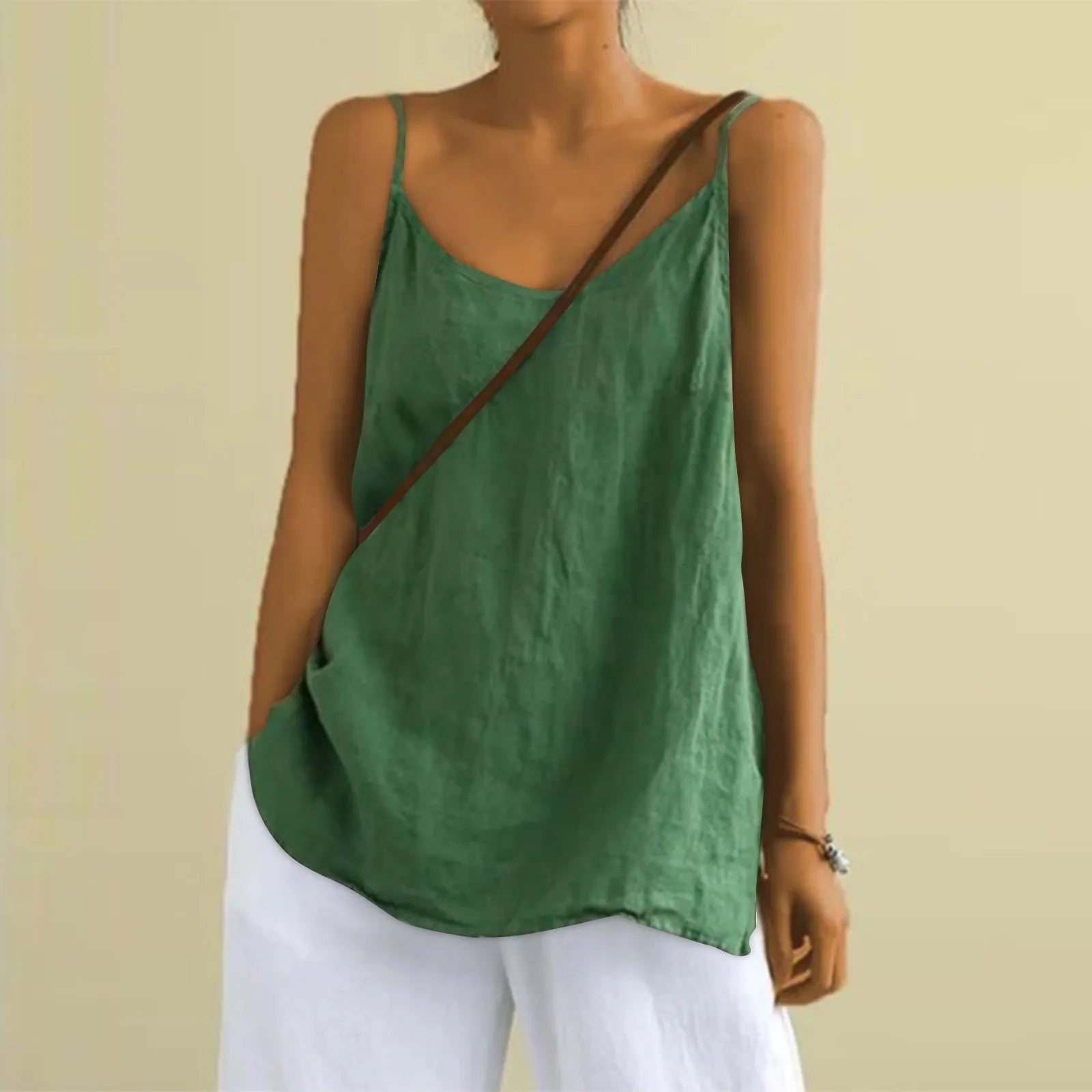 Top estivo da donna con scollo a V e spalline sottili
