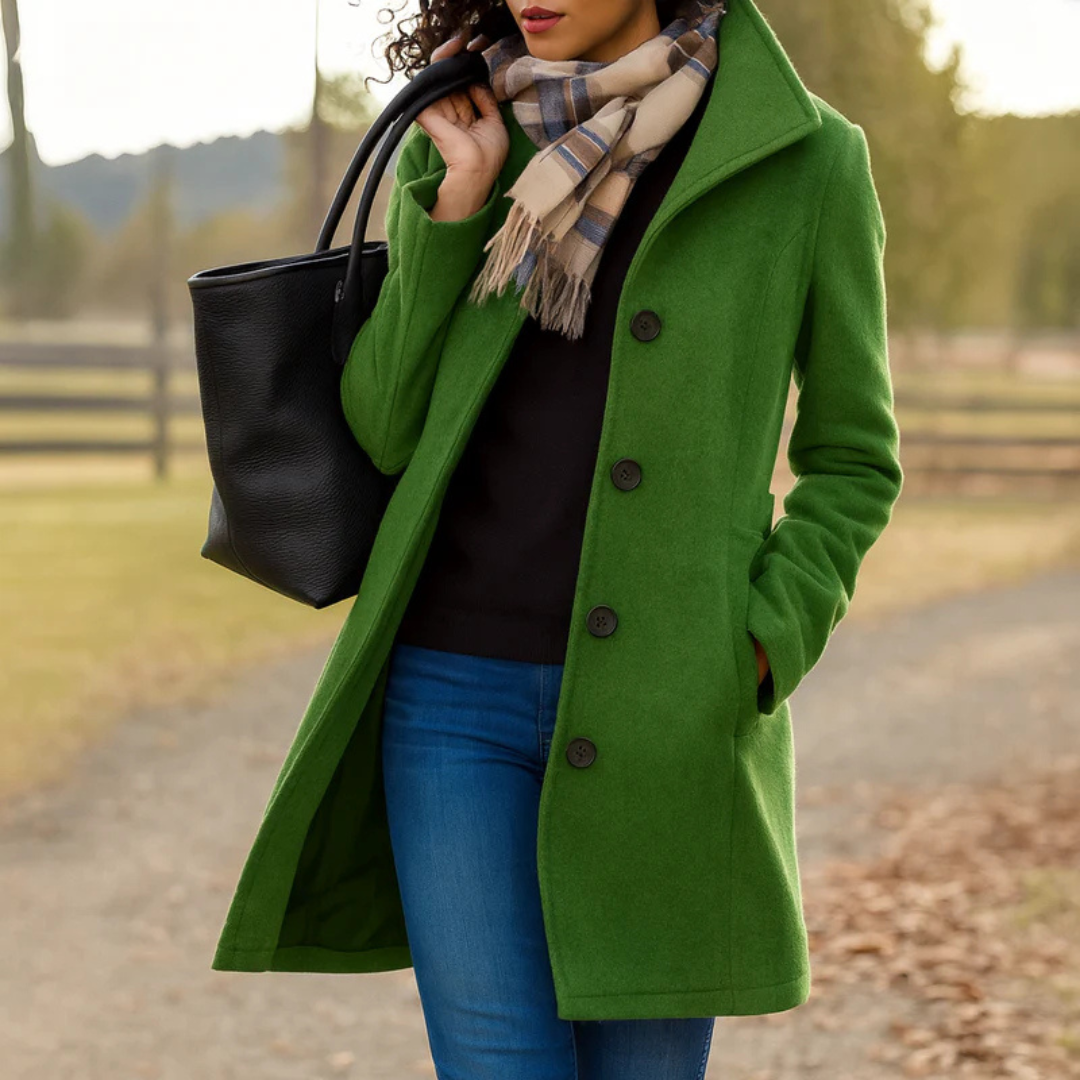 Cappotto lungo donna con bottoni e colletto classico