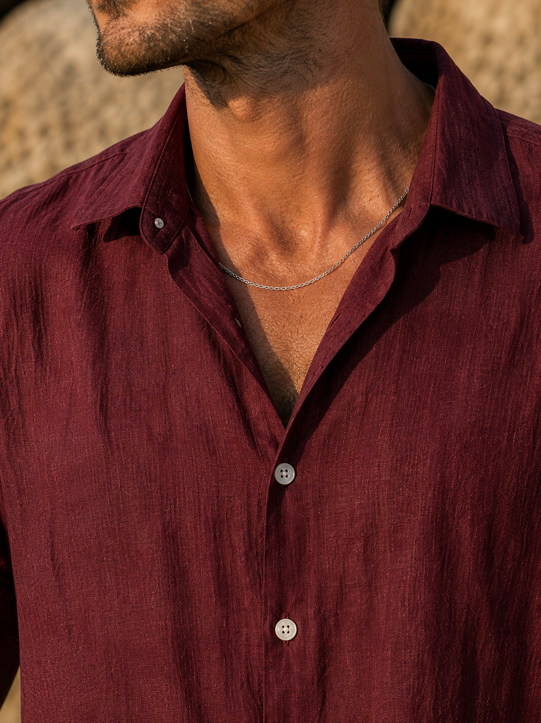 Camicia Estiva Valerio — Rosso Borgogna