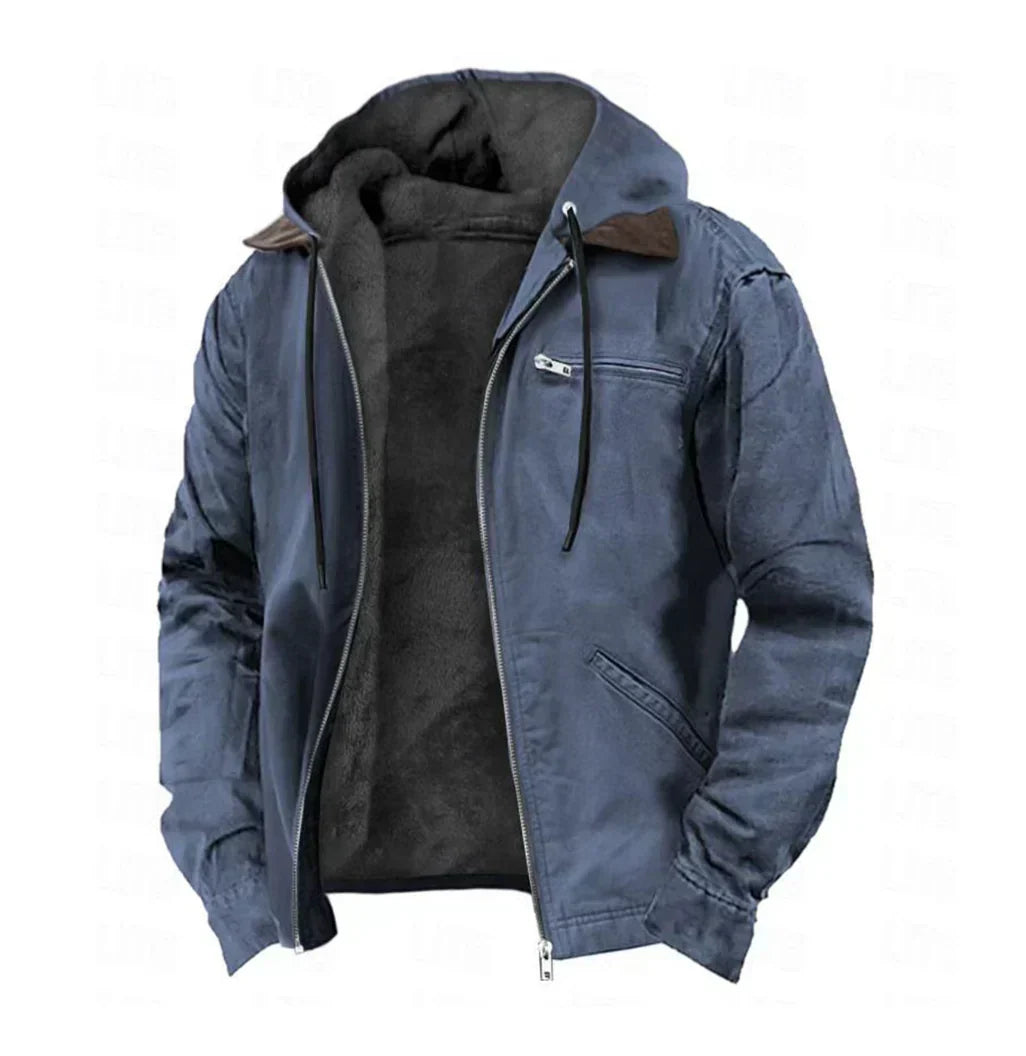 Giacca uomo con cappuccio e zip foderata in pile