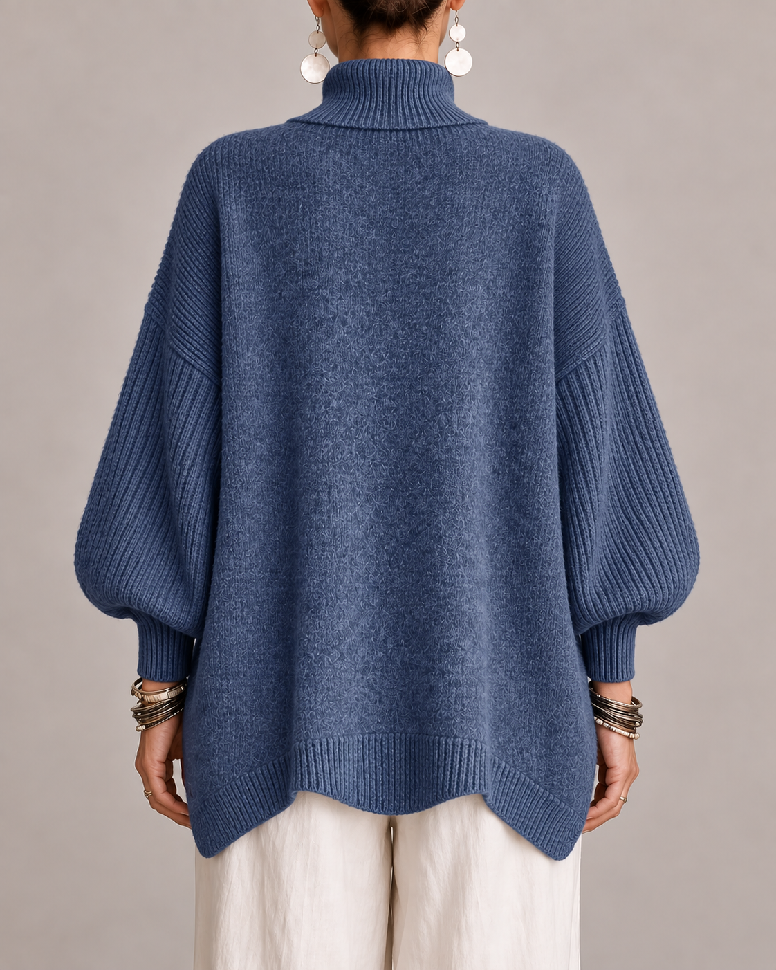 Maglione donna oversize in cashmere con collo alto