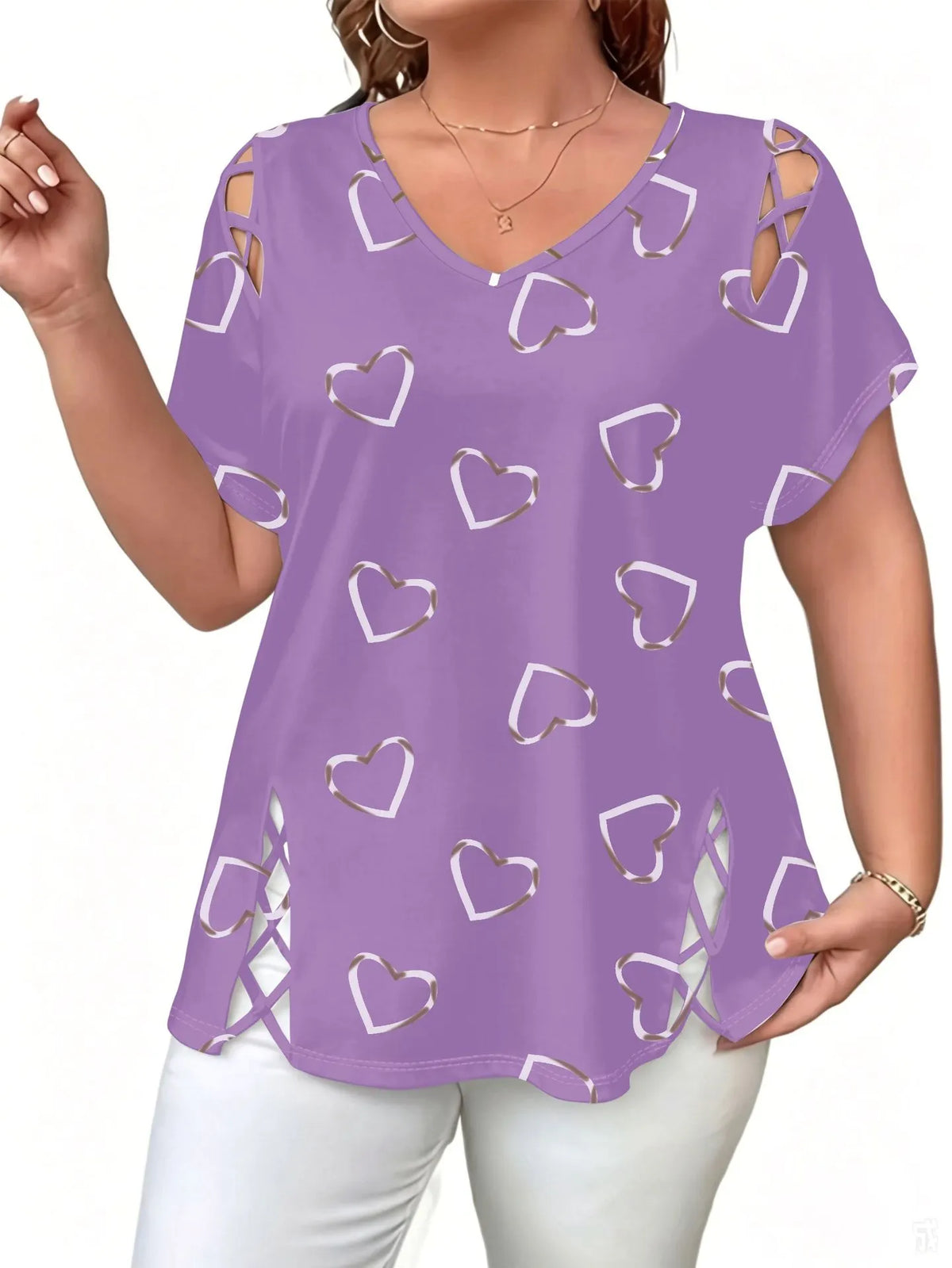 Blusa donna con stampa tie-dye e dettagli intrecciati