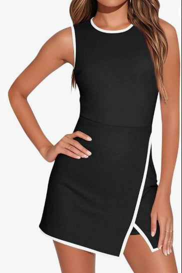Abito sportivo donna senza maniche con bordo a contrasto