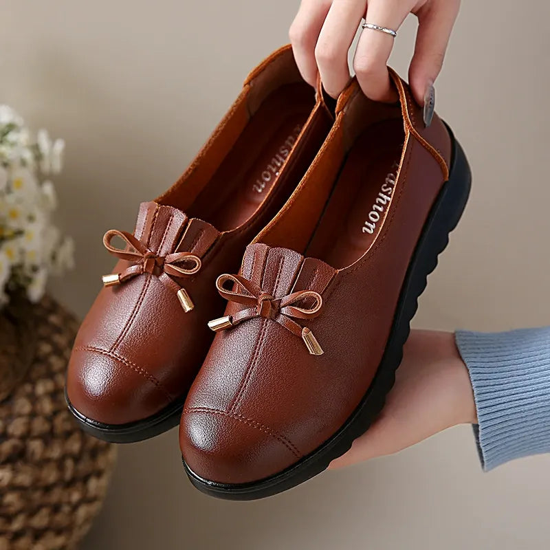Mocassini donna con fiocco e suola platform