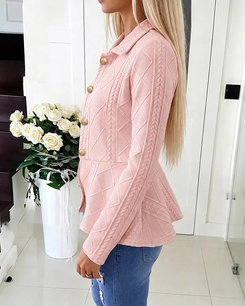 Cardigan donna con motivo chevron e argyle con colletto