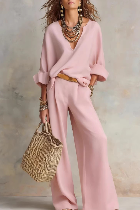 Completo donna fluido con scollo a V