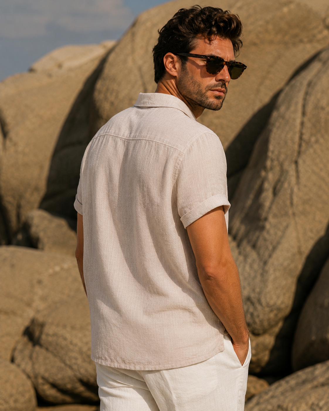 Camicia Estiva Elio — Beige Naturale