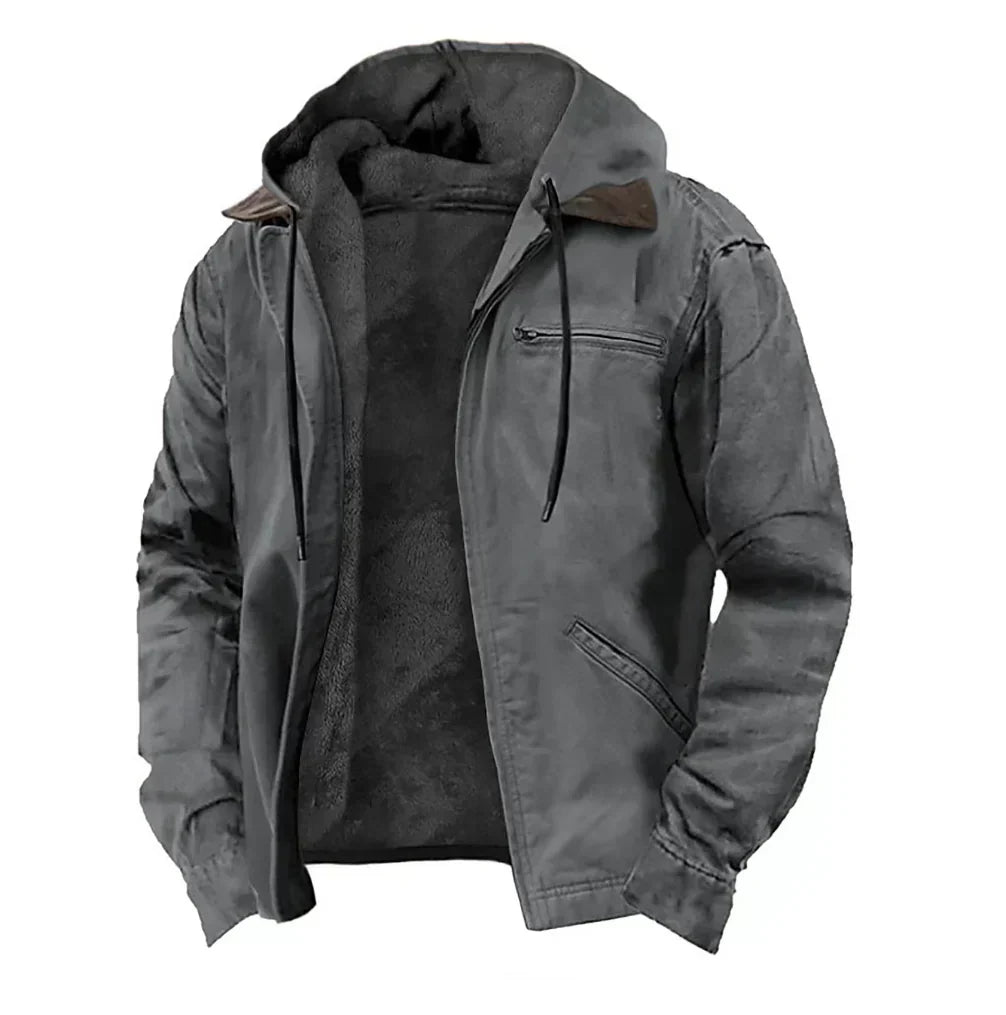 Giacca uomo con cappuccio e zip foderata in pile