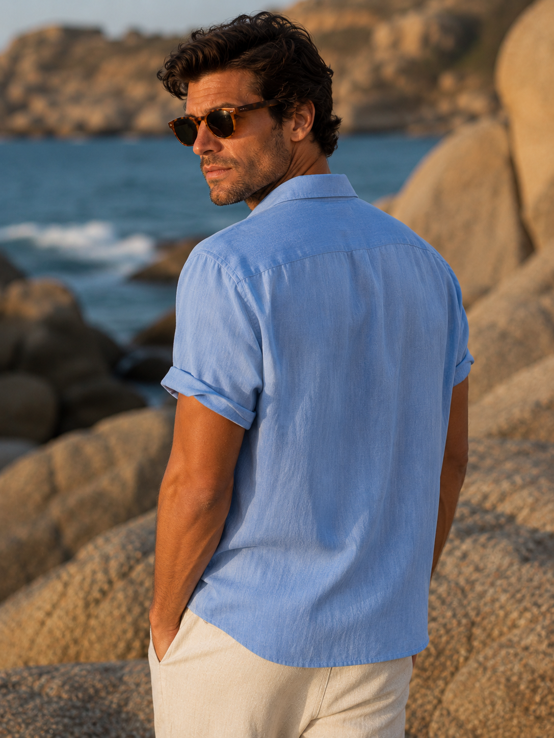 Camicia Estiva Adriano — Azzurro Cielo