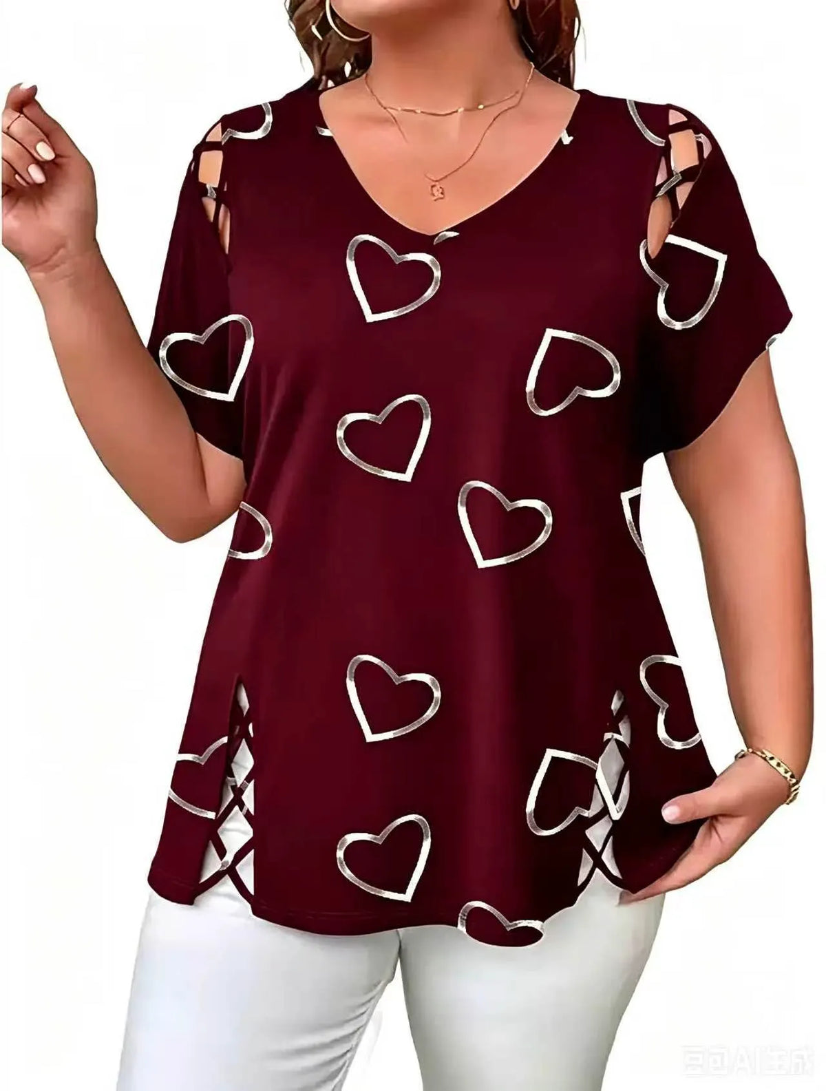 Blusa donna con stampa tie-dye e dettagli intrecciati