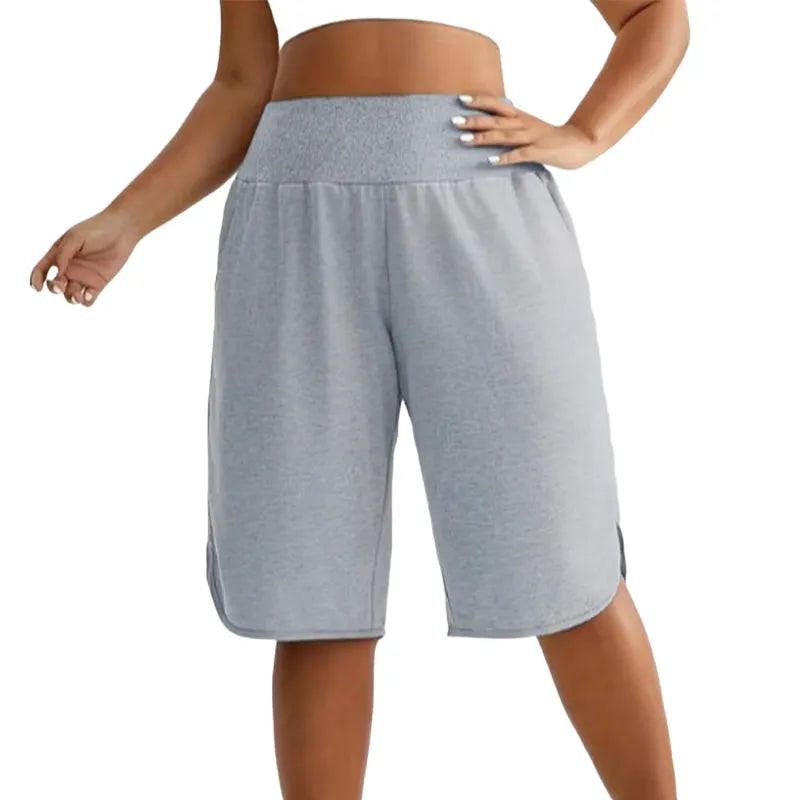Pantaloni corti donna a vita alta lunghezza ginocchio