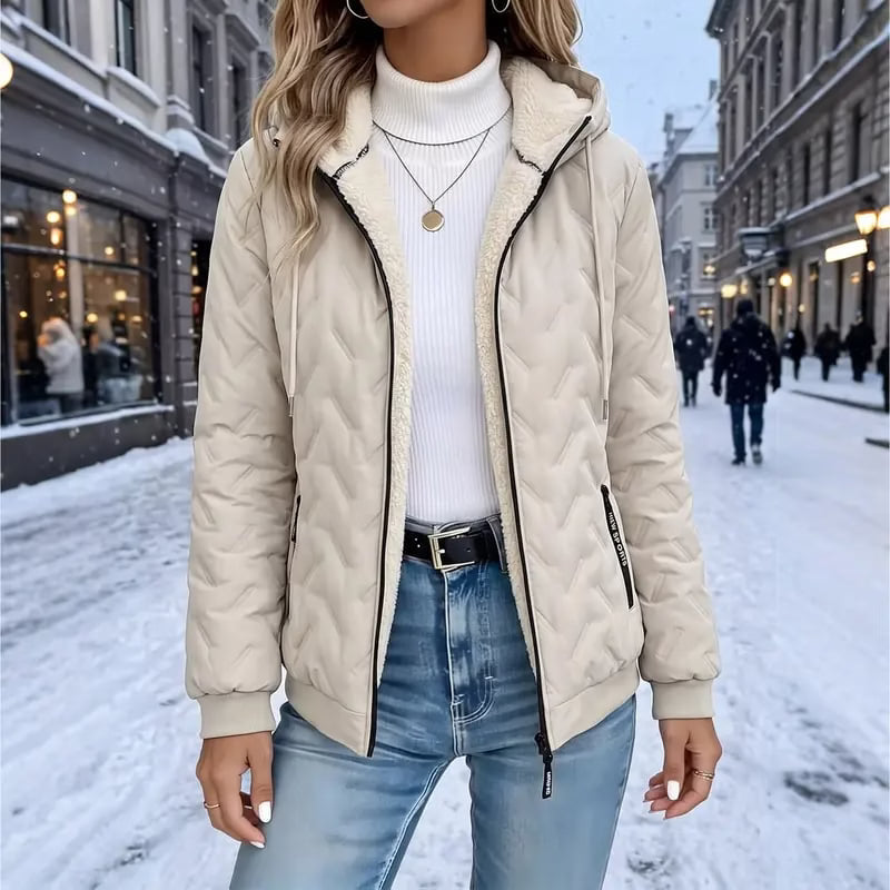 Giacca donna imbottita con cappuccio e fodera in pile