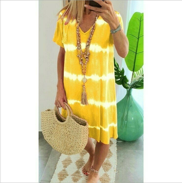 Abito estivo da donna tie-dye con scollo a V