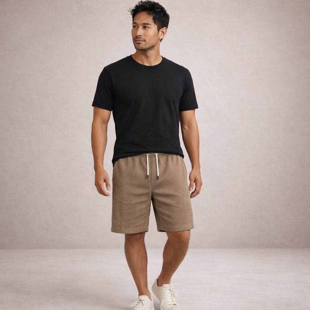Shorts uomo estivi in lino con vita regolabile