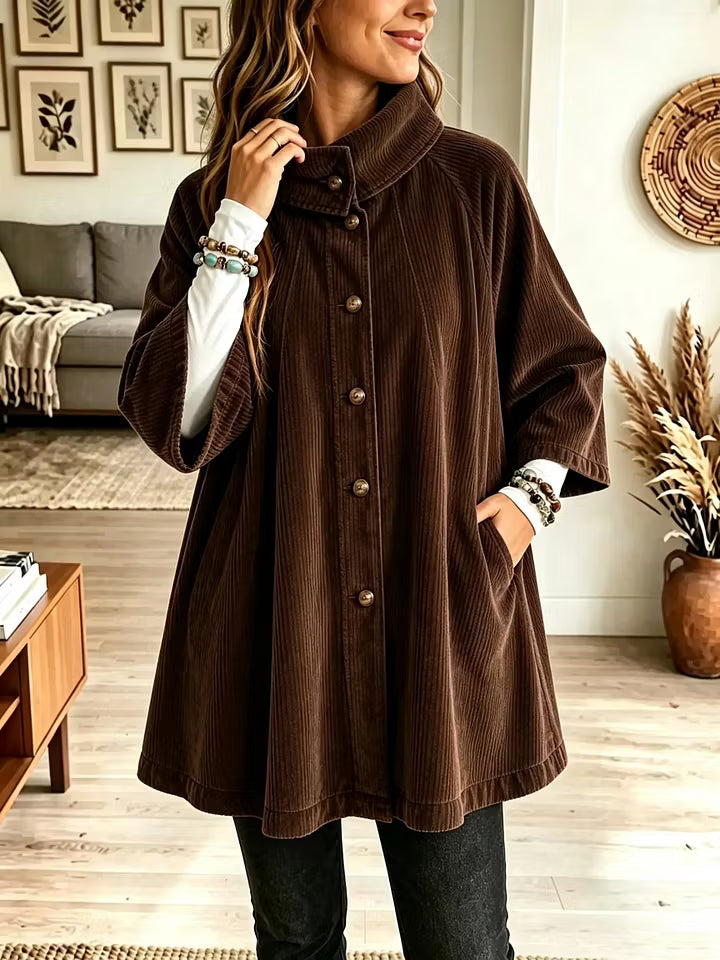 Cappotto a mantella donna oversize in velluto a coste