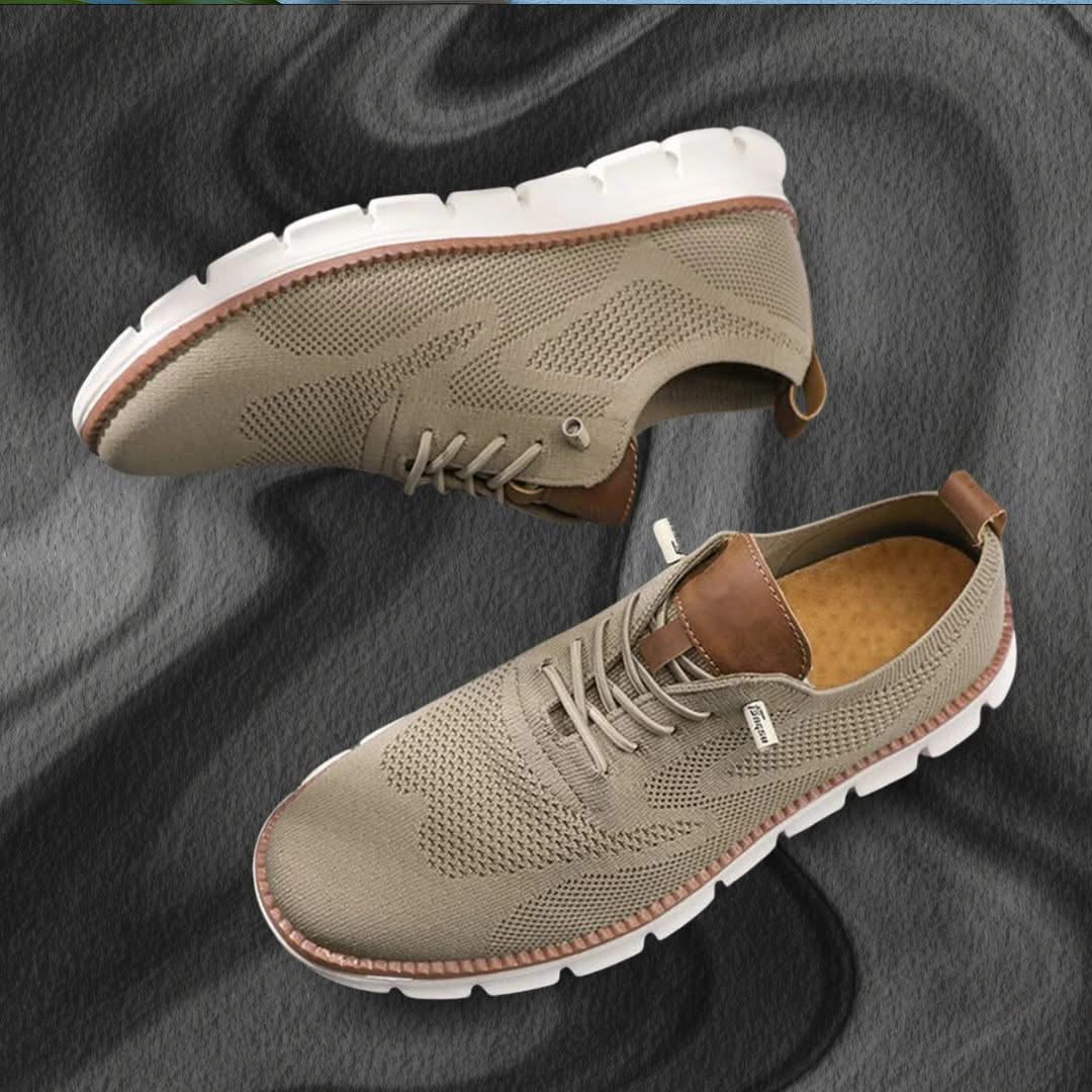 Scarpe uomo in mesh traspirante con lacci e suola in gomma