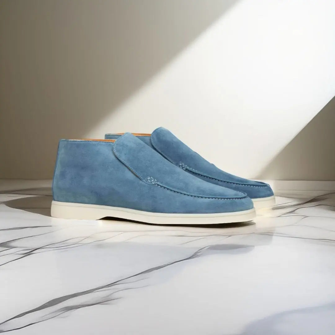 Mocassini uomo in suede con cuciture slip-on