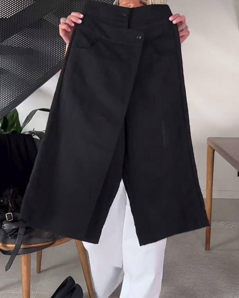 Pantaloni donna larghi asimmetrici con vita media
