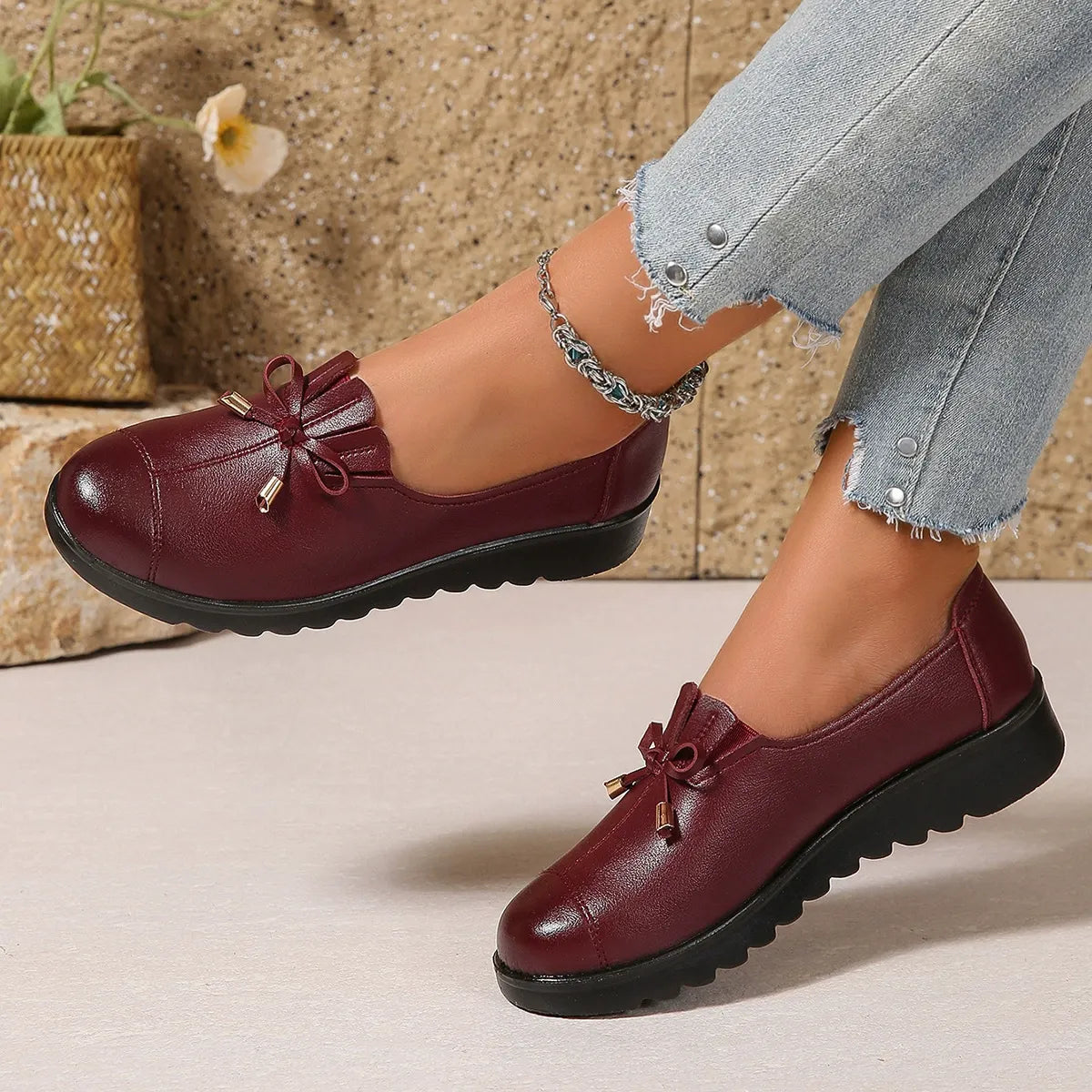 Mocassini donna con fiocco e suola platform