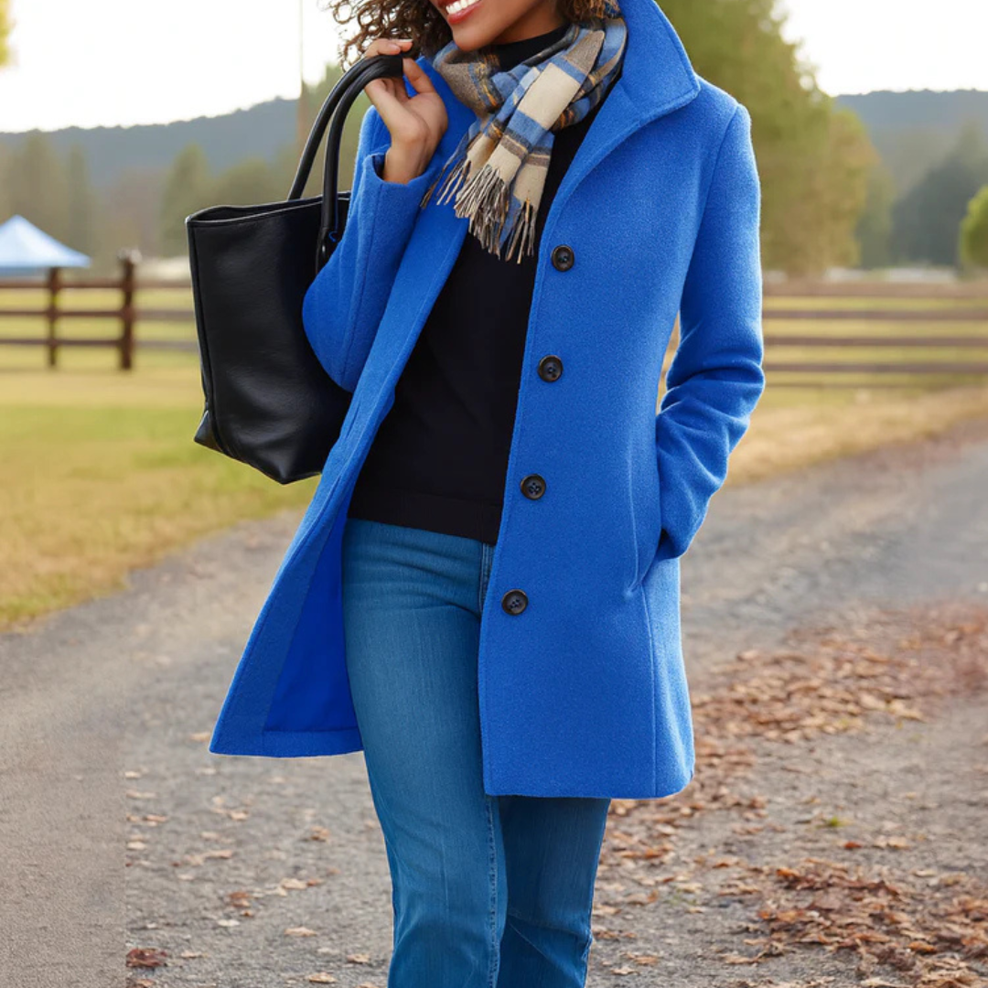 Cappotto lungo donna con bottoni e colletto classico