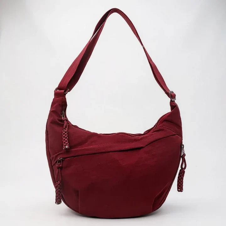 Borsa a tracolla donna in nylon con tasche zip