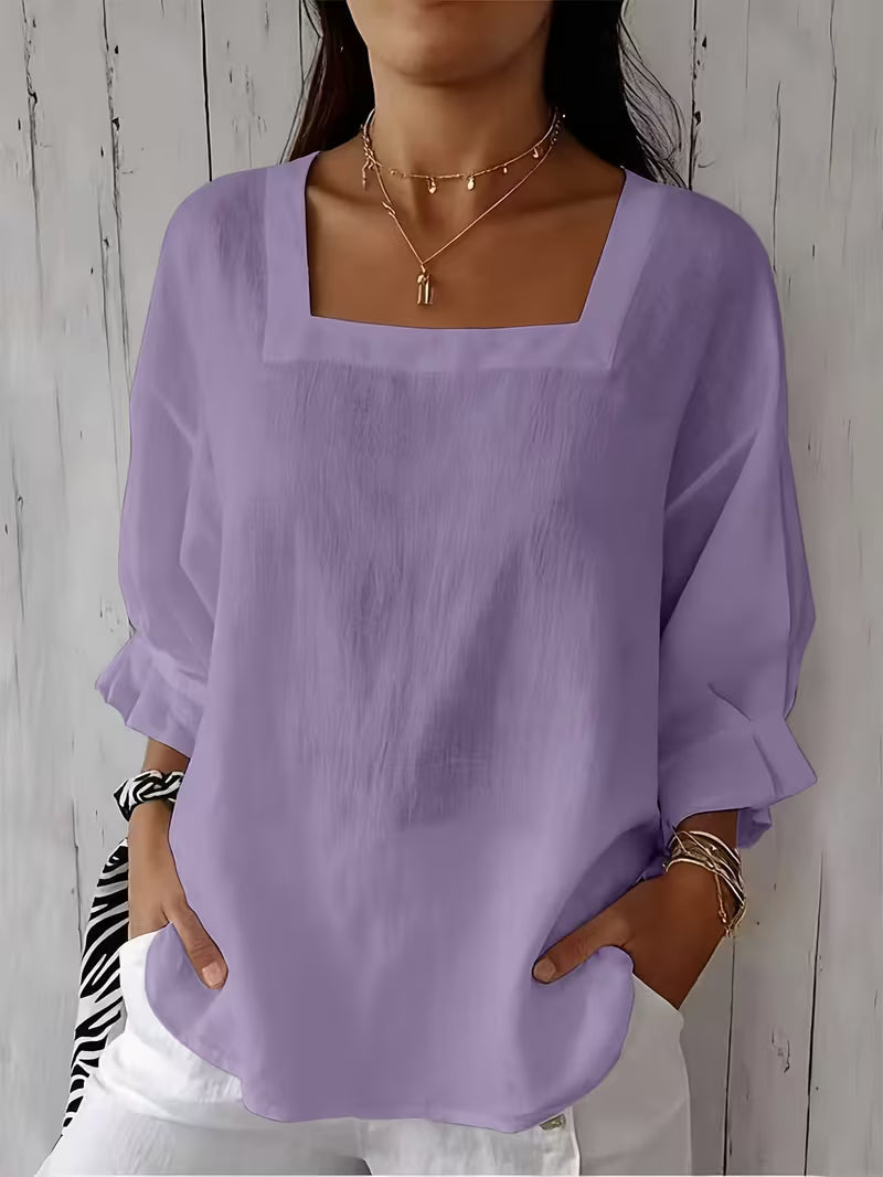 Blusa donna con scollo quadrato e maniche fluide