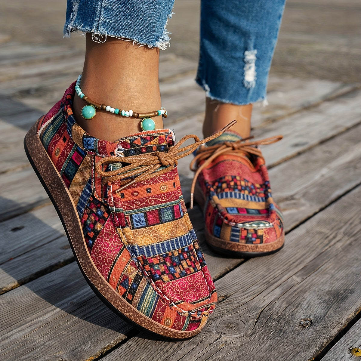 Sneakers donna patchwork in tela e PU con lacci