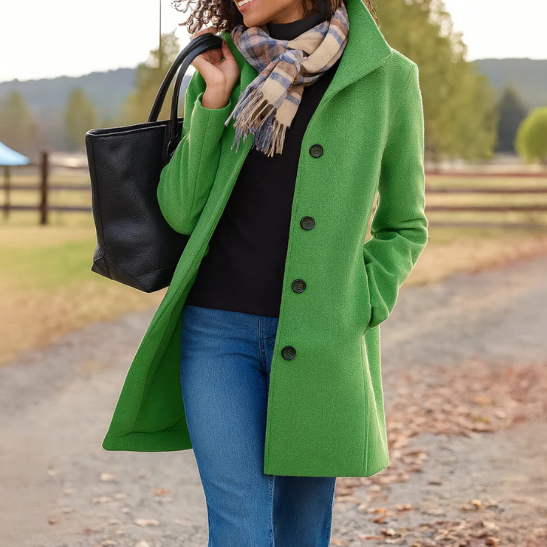Cappotto lungo donna con bottoni e colletto classico