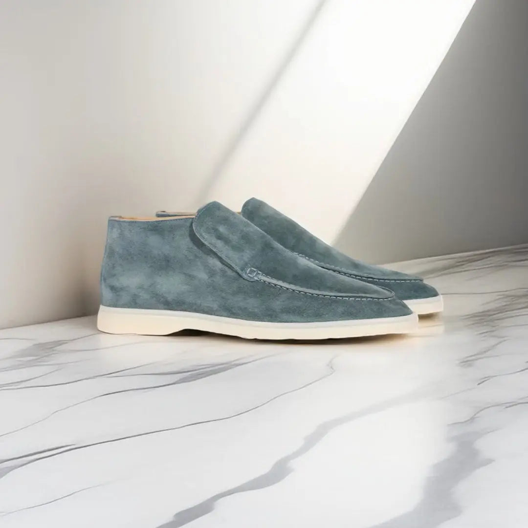 Mocassini uomo in suede con cuciture slip-on