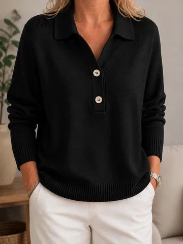 Maglione donna morbido con colletto e bottoni