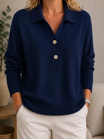 Maglione donna morbido con colletto e bottoni