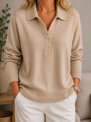 Maglione donna morbido con colletto e bottoni
