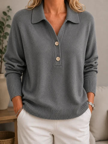 Maglione donna morbido con colletto e bottoni