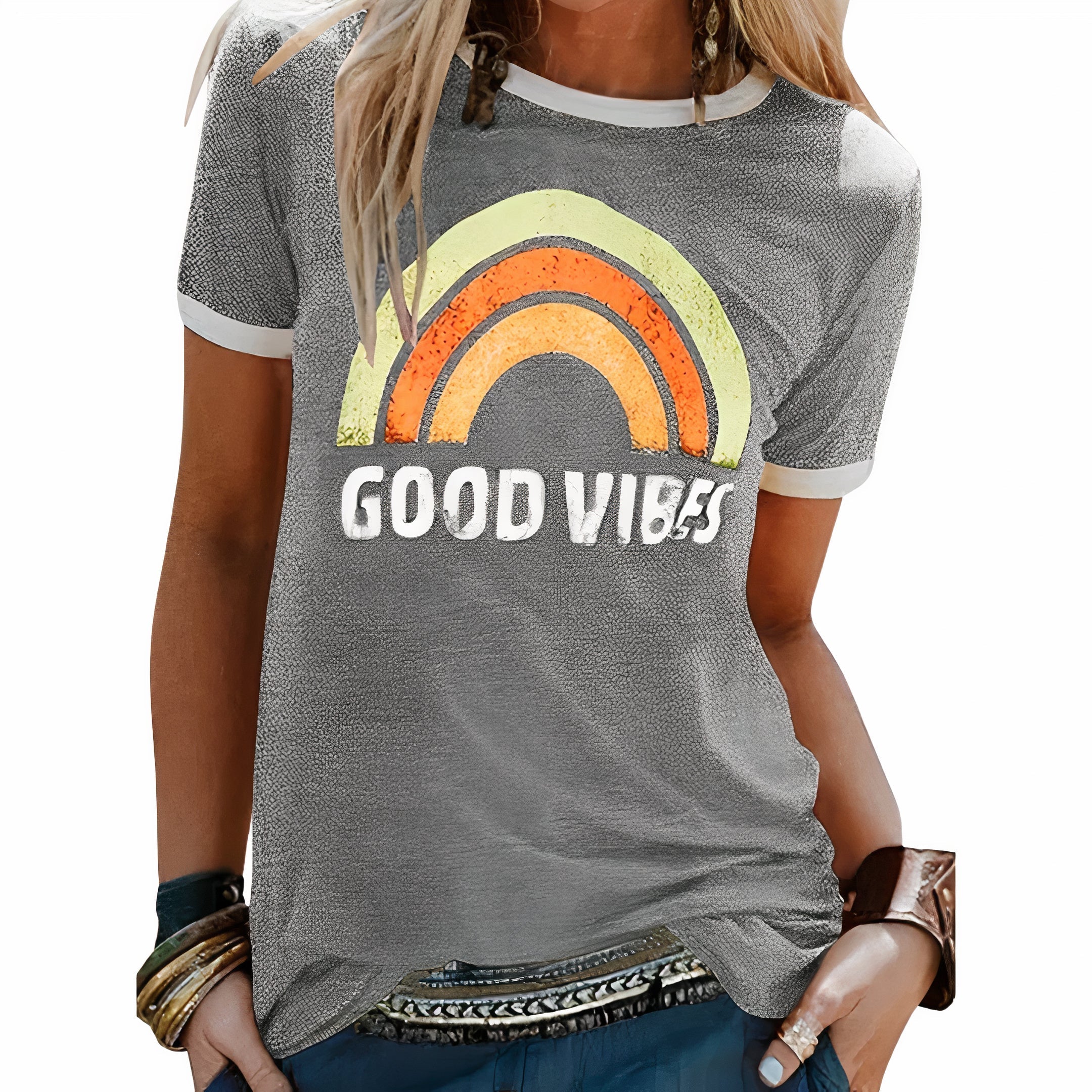 T-shirt da donna casual con stampa rétro