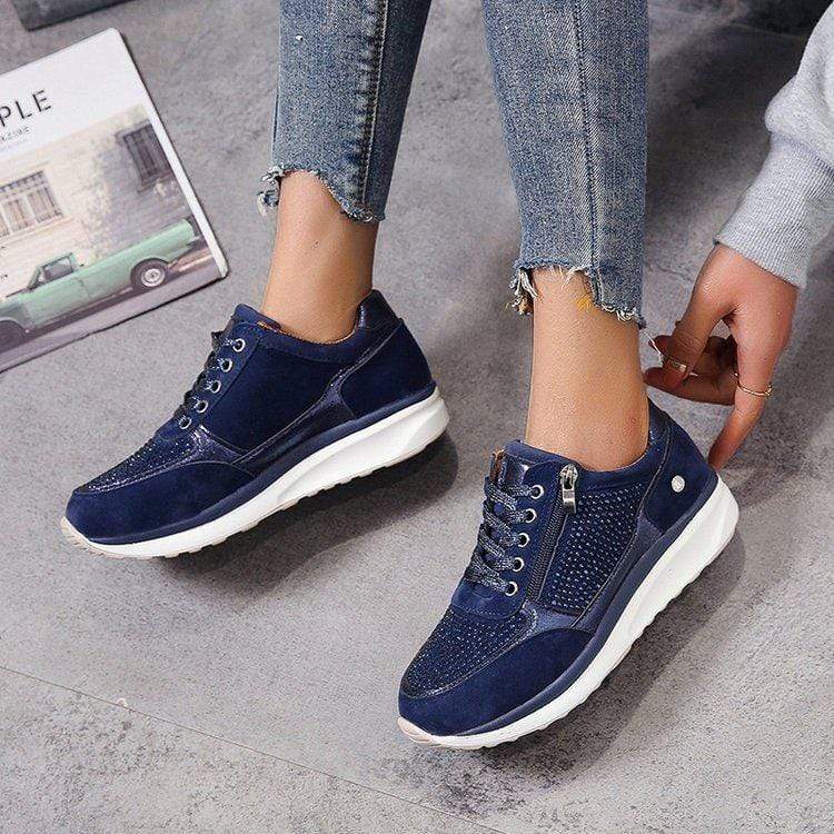 Sneakers donna con zip laterale, lacci e suola ammortizzata