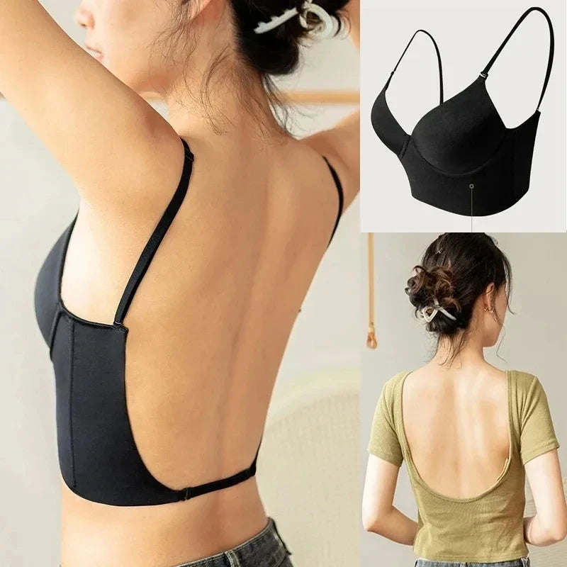 Reggiseno donna push-up invisibile con schiena a U